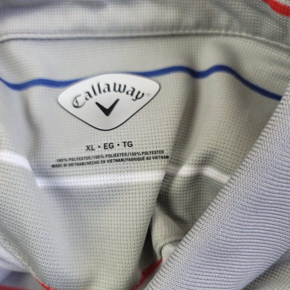 Callaway Gray Striped Golf Polo Shirt Men's - Picture 8 of 8